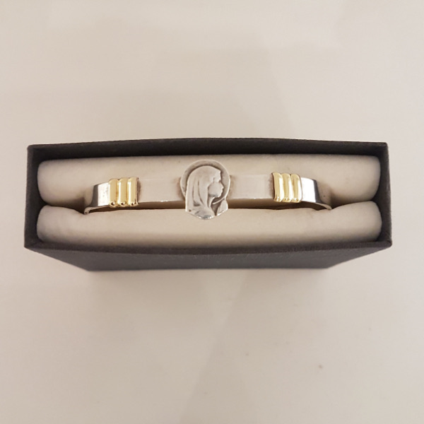 Pulsera rígida Virgen Niña (plata y oro)