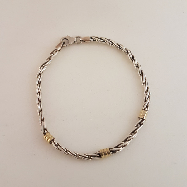 Pulsera plata 900 con aplicaciones de oro