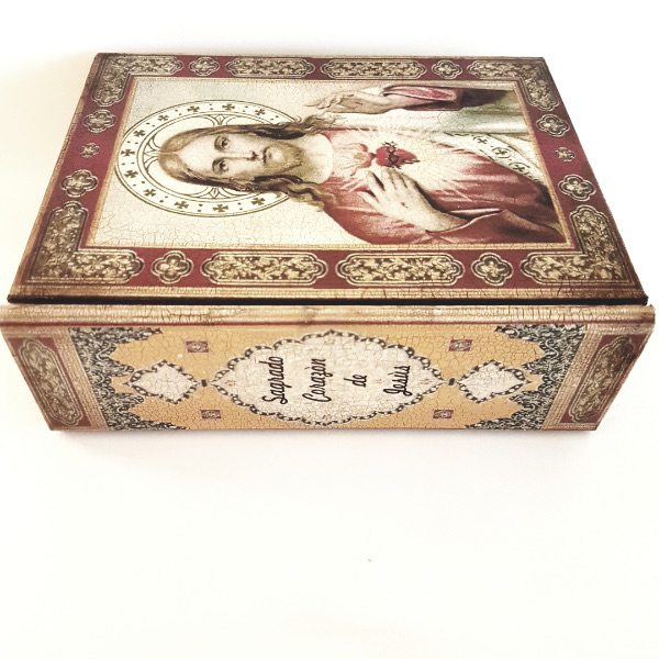 Caja antigua de mesa – Sagrado Corazón